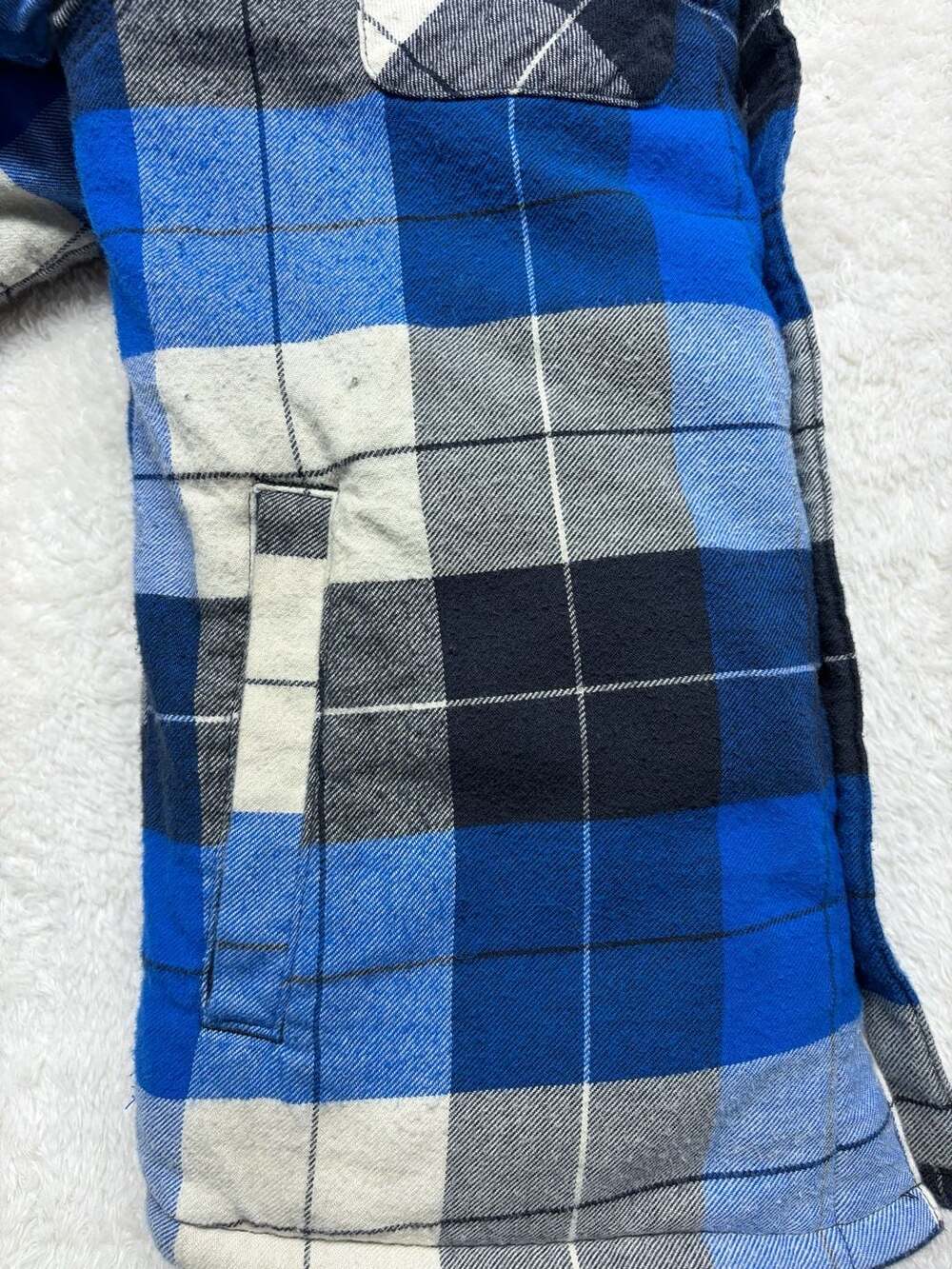 Carhartt Kids Flannel Snap-Front Hooded Shirt Jacket Azure Blue Plaid SMALL 7-8 - Picture 10 of 15